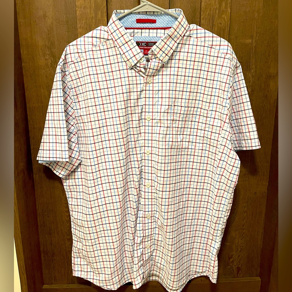 Johnston & Murphy XC4 Extreme Comfort Short Sleeve Button Collar Shirt - XL